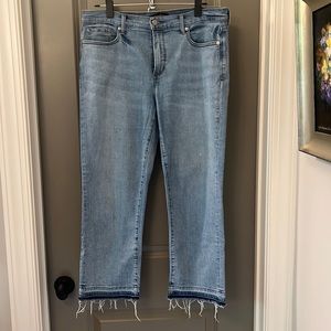 Banana Republic Girlfriend Light Wash Jeans with Distressed Hem